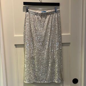 Cece Women's Silver Sequin Pencil Skirt with elastic waist - size S